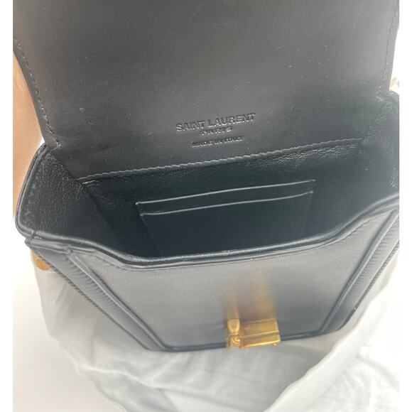 $2100 SAINT LAURENT YSL BLACK MINI UNISEX LEATHER PHONE BAG AUTHENTIC! - Picture 13 of 16
